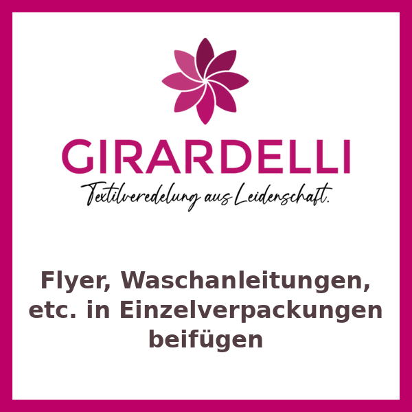 Flyer, Waschanleitungen, etc. in Einzelverpackungen beifügen